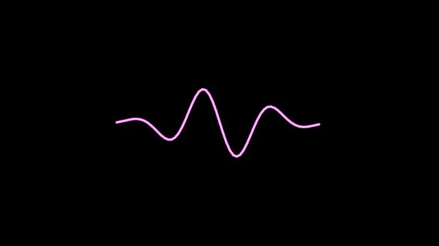 A simple pink waveform graphic on a black background, representing sound or data.
