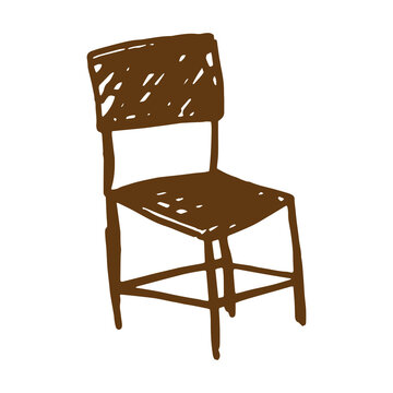 Cute hand drawn wooden chair doodle illustration