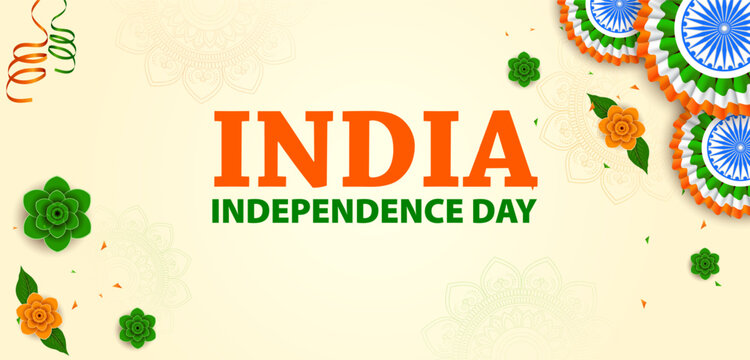Happy Independence Day Greeting Card with Tricolor Design Vector