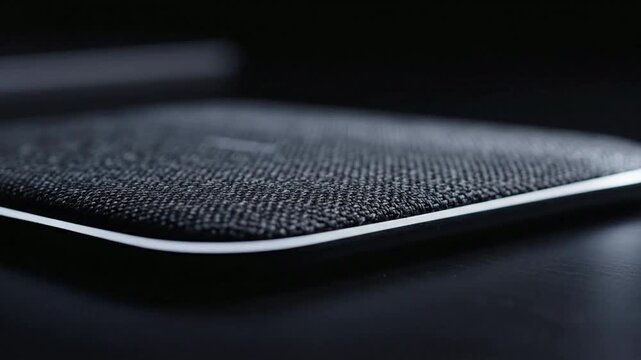 Modern wireless charging pad with glowing led indicator, sleek fabric texture for smartphone power accessories and tech gadgets