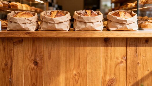 Local small business scene featuring paper bags unbranded boxes bakery inde