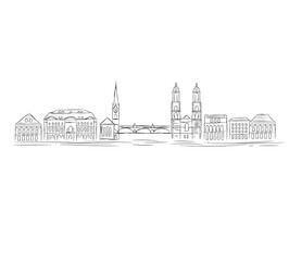 Fototapeta premium sketch of city skyline zurich