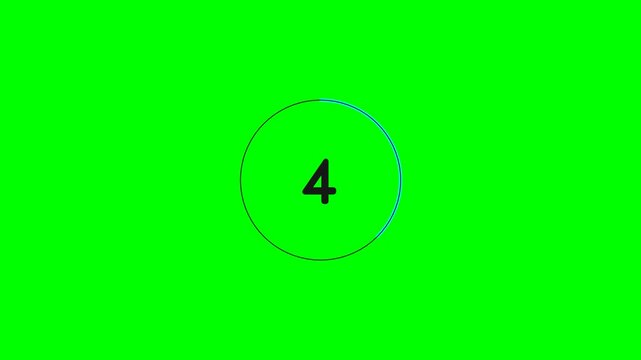 A simple green screen background with a black number 4 inside a thin blue circle.