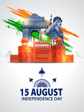 India Independence Day Tribute Banner with National Flag Vector
