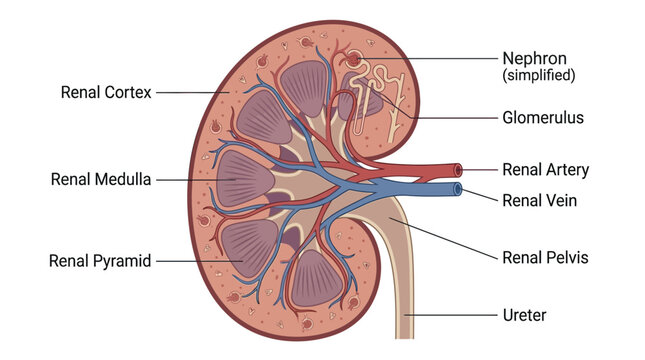Human Kidney Anatomy Infographic Vector