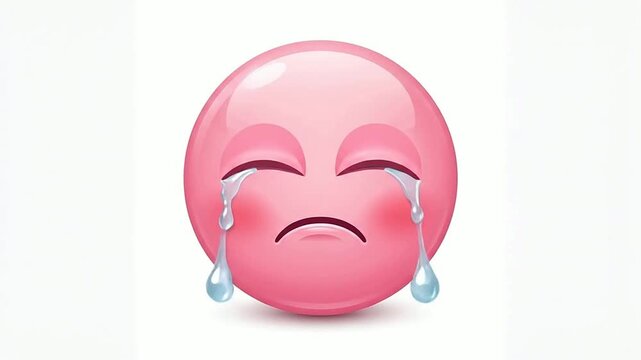 Sad crying emoji with tears in a cute cartoon style