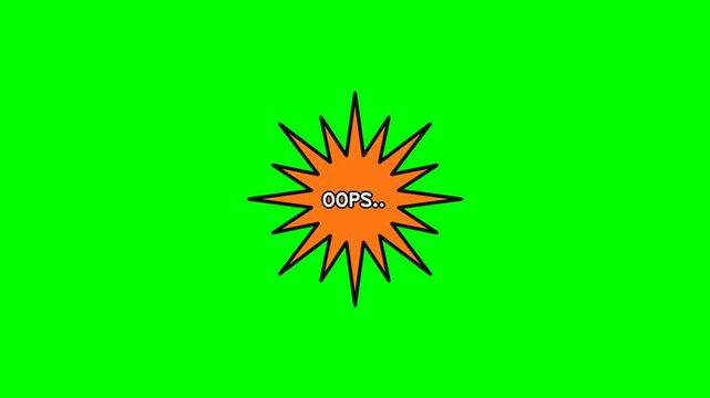A bright orange starburst graphic with the word "OOPS" in the center, set against a vibrant green background.