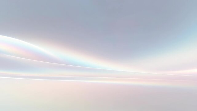 Soft iridescent light waves in minimalistic style on pale gradient background, concept of calmness serenity