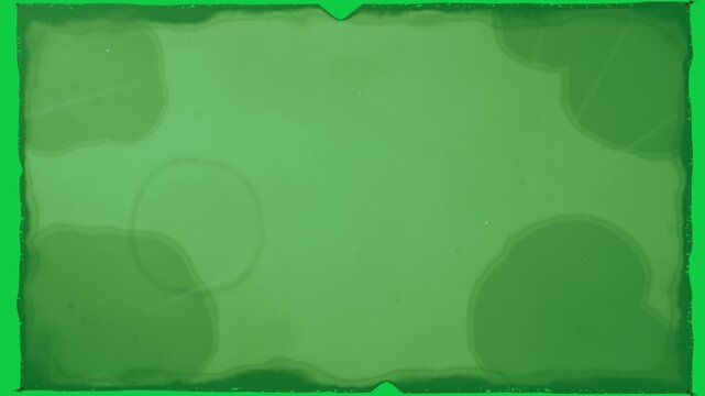 Left roll entering, scroll unrolling showing sheet over transparent bg, stains forming, retracting