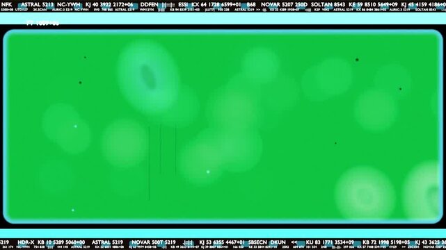 Ticker pulse starting, orbs and rings drifting, clustering, pulsing to show HUD data, transparent