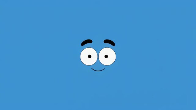 Cartoon Eyes Appearing in Blue Stripes with Gentle Pan Motion Animated Background