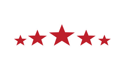 Fototapeta premium Five red stars of different sizes arranged in a row