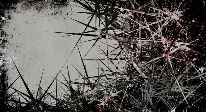 Close up of spiny cactus with sharp thorns and frost.