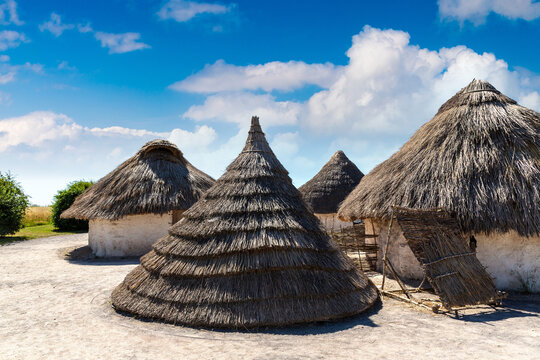 Prehistoric Neolithic Village Houses near Stonehenge in Wiltshire, England, UK