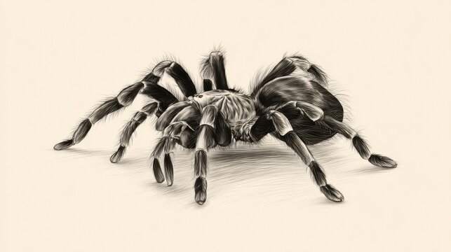 Realistic Illustration of a Tarantula Spider on a Neutral Background