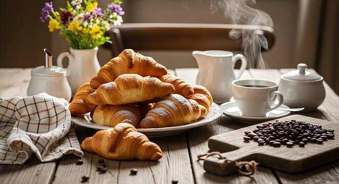 cup of coffee and croissant
