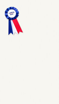 Labor day award ribbon representing patriotism and worker celebration on a white background