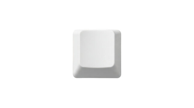 Blank white computer keyboard key isolated on transparent background