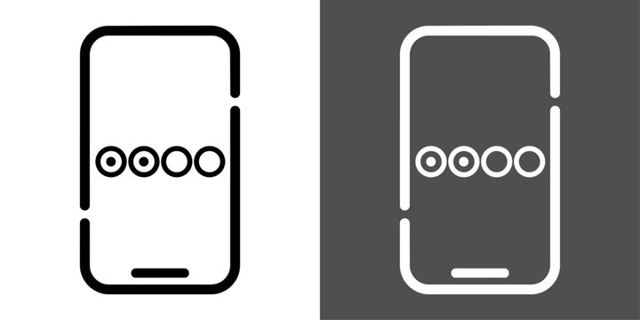 スマートフォンのパスコード入力を示す太線ベクターアイコン