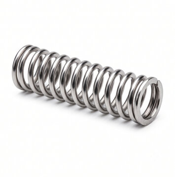 Macro of a tightly coiled microscopic stainless steel spray pump compression spring with flat ground ends.