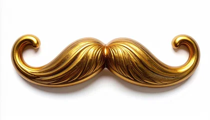 Opulent golden mustache sculpture with curling ends on white background © Ajinomoto