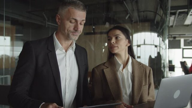 Colleague expert. Businesspeople together meeting in office. Businesspeople working on business project. Collaborating on new business project. Business collaboration. 4k footage