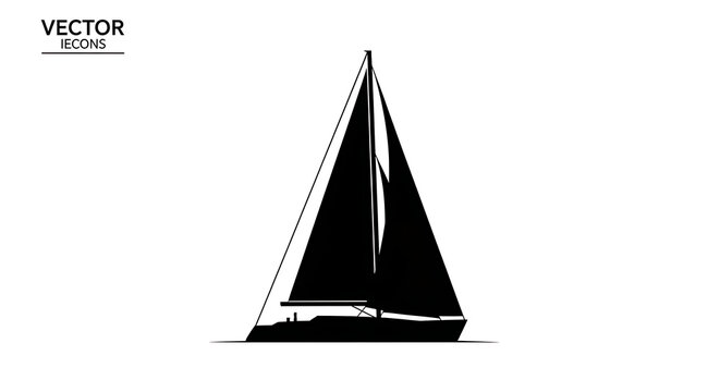 Black silhouette of a sailing boat icon
