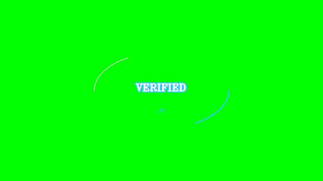 Verified stamp with glowing neon effect on a vibrant green screen background, symbolizing approval and authenticity.