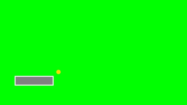 A simple green screen background with a small grey rectangle and a yellow dot.