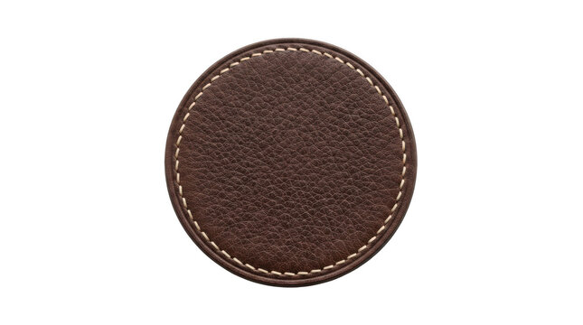 Brown leather coaster isolated on transparent background