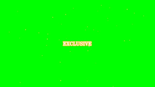 Exclusive text overlay with sparkling particles on a vibrant green screen background, perfect for video editing.