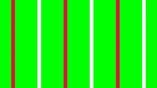 Abstract vertical stripes pattern with bright green, white, and red colors creating a bold visual effect.