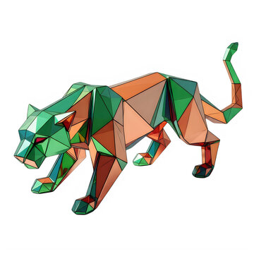 Geometric tiger walking forward