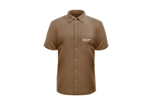 Dress Shirt Short Sleeve Front View Mockup for Corporate Branding and Packaging