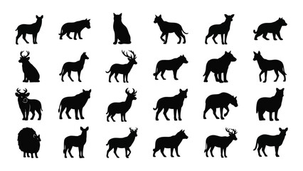 Fototapeta premium Set of black animal silhouettes
