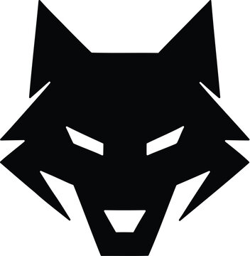 Minimalist wolf head logo, geometric predator icon, black wolf vector silhouette