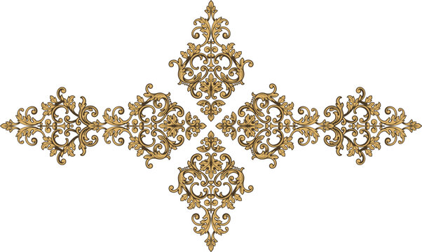 Luxury Golden Baroque Ornament Design Element Set with Elegant Vintage Royal Damascus and Rococo Patterns for Premium Framing Branding and Luxury Invitations