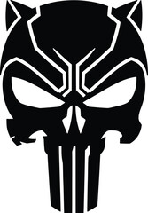 Black panther skull vector, tribal feline mask icon, aggressive predator head symbol © analyzer