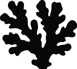 Black coral silhouette vector, sea seaweed icon, marine plant graphic element © analyzer