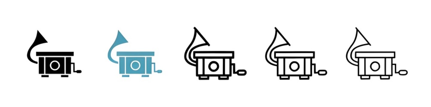 Gramophone line icon vector set. Thin line customizable illustration. Contour symbol. Vector isolated outline drawing. Editable stroke