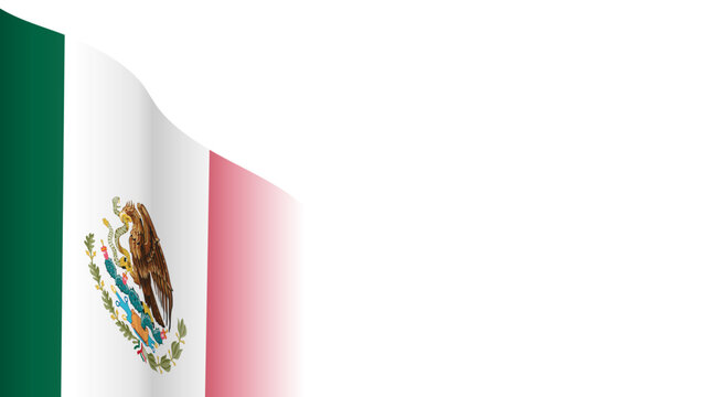 Vector waving Flag of the United Mexican States. Waving Mexico flag with empty, blank, copy space on transparent background. Design element for presentation, banner, advertisement, web. Place for text