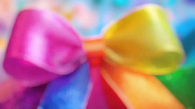 A vibrant bow placed on a table, great for decorating or gift wrapping