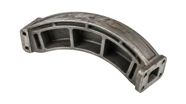 Cast iron curved industrial part isolated on transparent background