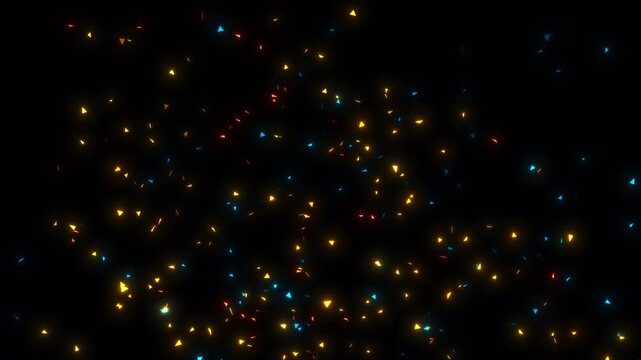 Abstract floating triangle particle geometric shapes black space, modern futuristic motion atmosphere. technology intros, digital presentations, gaming visuals, creative overlays, cinematic animations