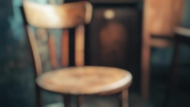 A simple wooden chair sits next to a wooden table, perfect for a rustic home decor or outdoor setting