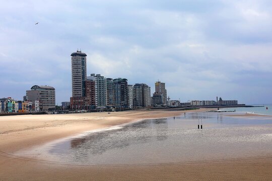Skyline of Vlissingen beach in the Netherlands. Province of Zeeland.