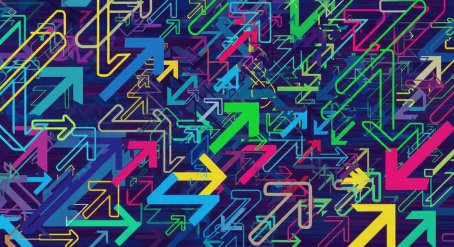 Colorful Abstract Arrows Pattern Digital Background Design.