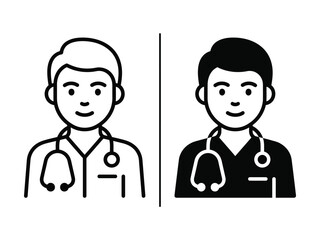 Fototapeta premium Doctor Avatar Icon Outline and Filled Vector Set