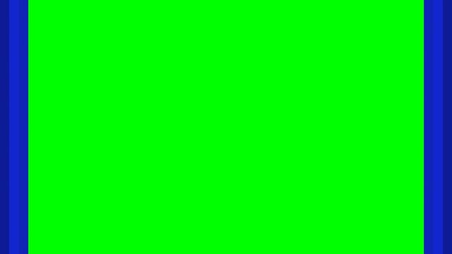 Vibrant green screen with blue borders, perfect for digital compositing and video editing backgrounds.