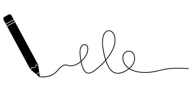 Pencil drawing a swirling line a minimalist black silhouette sketch line swirl curve scribble writing illustration graphic